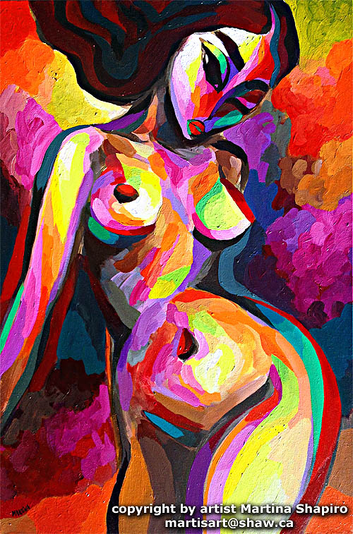 Red Nude Mystique original painting of abstract female fine art nude by artist Martina Shapiro Red Nude Mystique original painting of abstract female fine art nude by artist Martina Shapiro