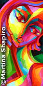 Abstract Red Girl On Green original painting