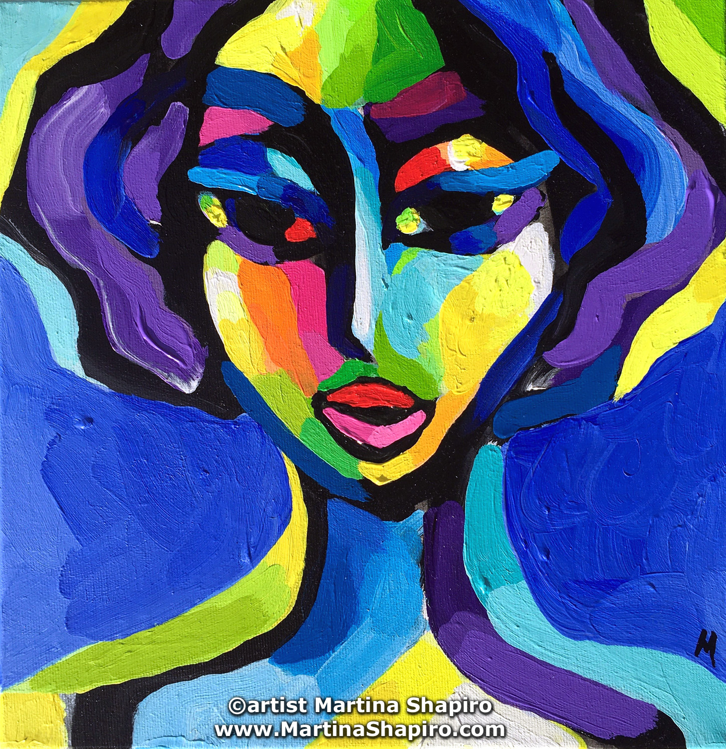 Abstract Woman on Blue original contemporary painting by Martina Shapiro Abstract Woman on Blue original contemporary painting by Martina Shapiro