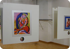Artist Martina Shapiro painting from Elena Miro exhibition in Milano, Italy. Artist Martina Shapiro painting from Elena Miro exhibition in Milano, Italy.