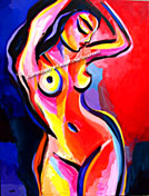 Graceful Red Nude painting original abstract contemporary fine art nudes