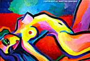 Nude Expression On Red painting abstract original female fine art nudes