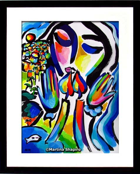 example of framing the Shabbat Peace painting example of framing the Shabbat Peace painting