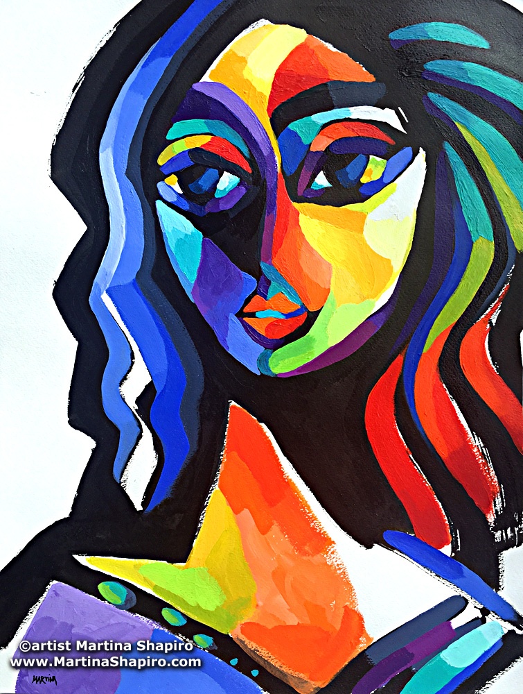Summer Goddess abstract original painting of woman inspired by paintings of Picasso, by artist Martina Shapiro Summer Goddess abstract original painting of woman inspired by paintings of Picasso, by artist Martina Shapiro
