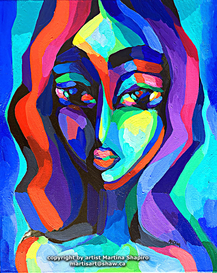 Woman In Blue And Purple painting by Martina Shapiro Woman In Blue And Purple painting by Martina Shapiro